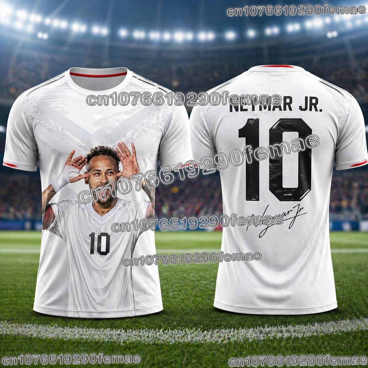 neymar commemorative 3d printed football jersey breathable summer fan shirt for outdoor exercise soccer and daily activities Neymar Commemorative 3D Printed Football Jersey Breathable Summer Fan Shirt For Outdoor Exercise Soccer And Daily Activities 6