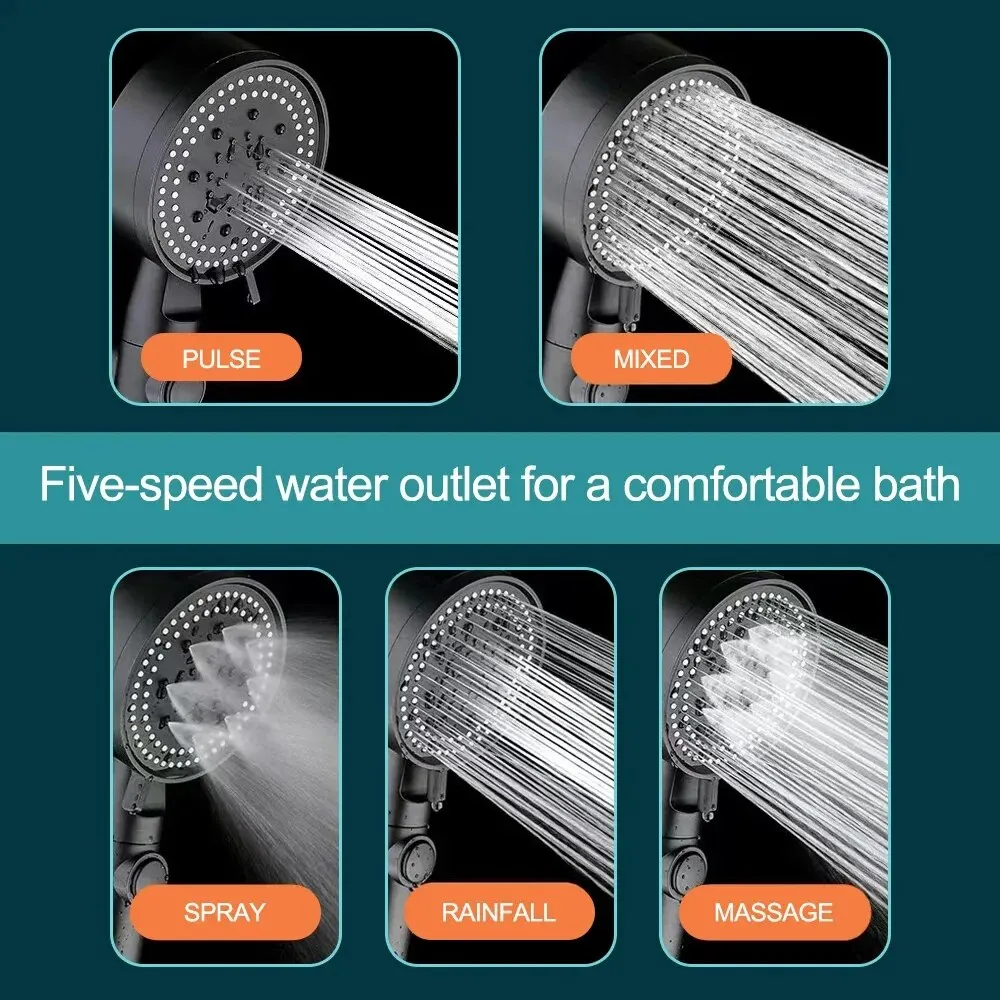 Xiaomi 5 Mode Adjustable High Pressure Shower One-key Stop Water Massage Shower Head Water Saving Black Shower Bathroom Parts 3