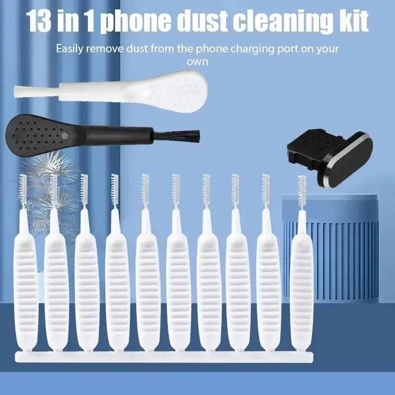 13/10PCS Mobile Phone Speaker Dust Removal Cleaner Tool Kit For iPhone and Type C Earphones Charge Port Dustproof Cleaning Brush