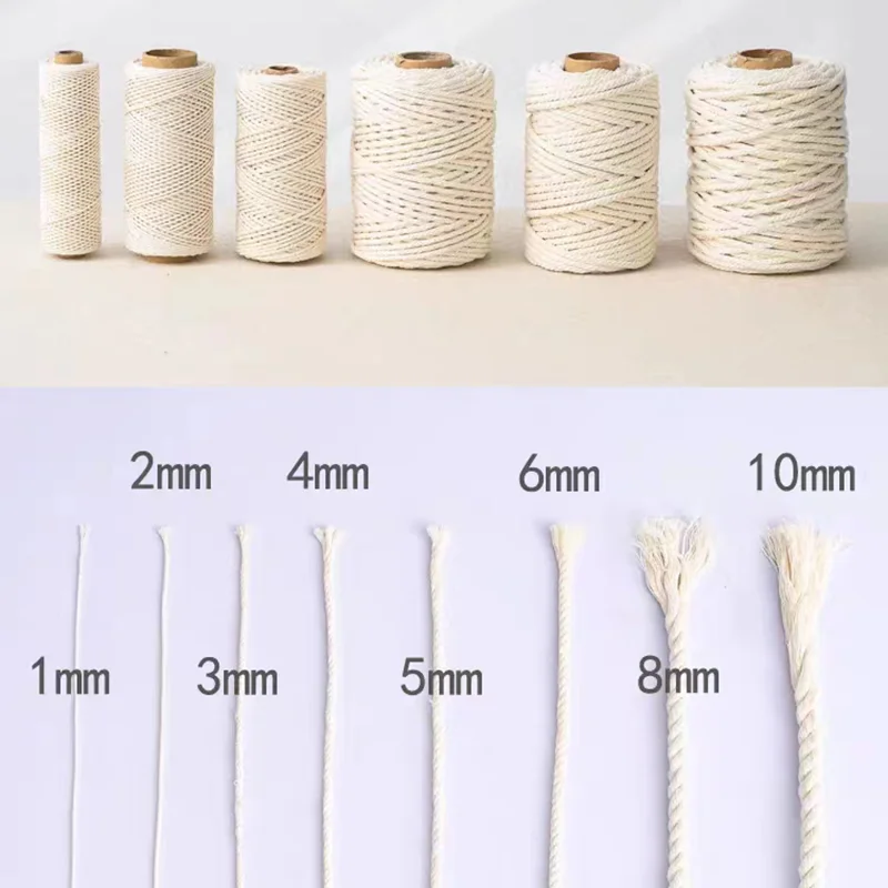 Hand Cut Macrame Cotton Cord Jute Rope Twisted Twine String 1/2/3/4/5/6/8/10mm for DIY Crafts Home Wedding Party Decoration