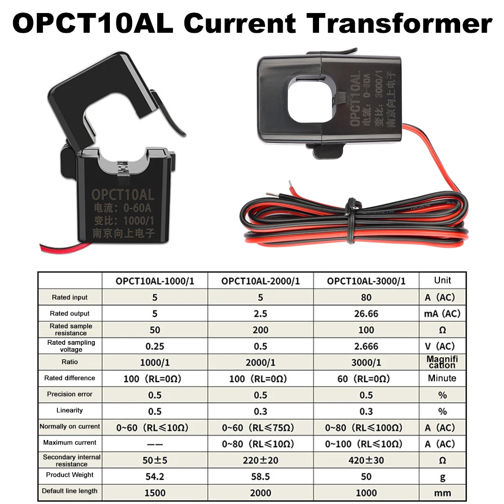 OPCT10AL 60A Open Type Current Transformer Micro Split Core Current Sensor 1000/1 2000/1 3000/1 Clamp High Frequency Transformer power transformer,current transformer