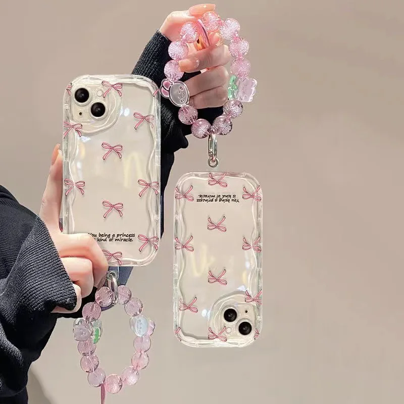 Pink Bow 3D Chain Phone Case For Poco X3 X4 GT X5 Pro M3 M6