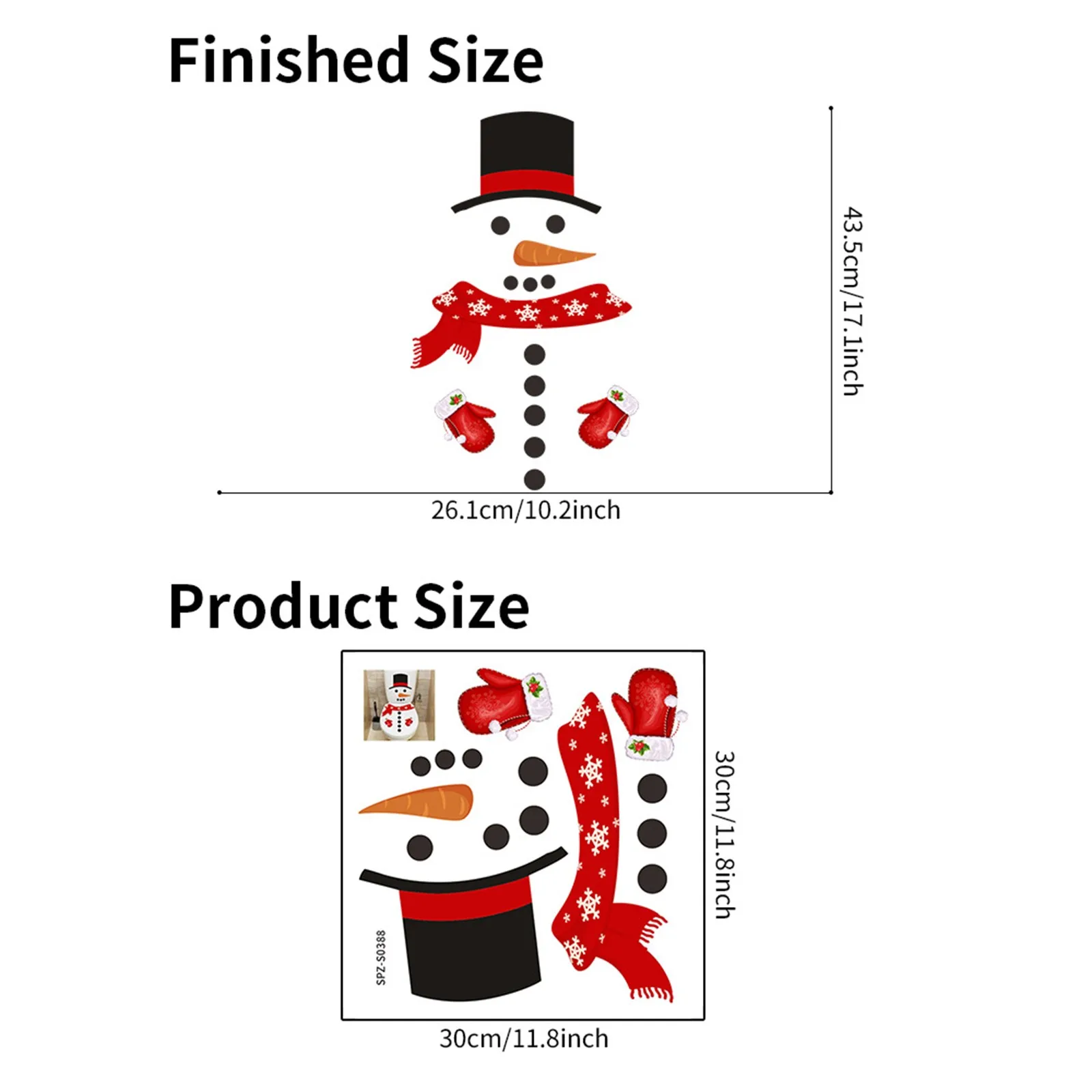 Christmas Snowman Toilet Decoration Self-adhesive Wall Stickers PVC Bathroom Cross Border Straight Toilet Stickers