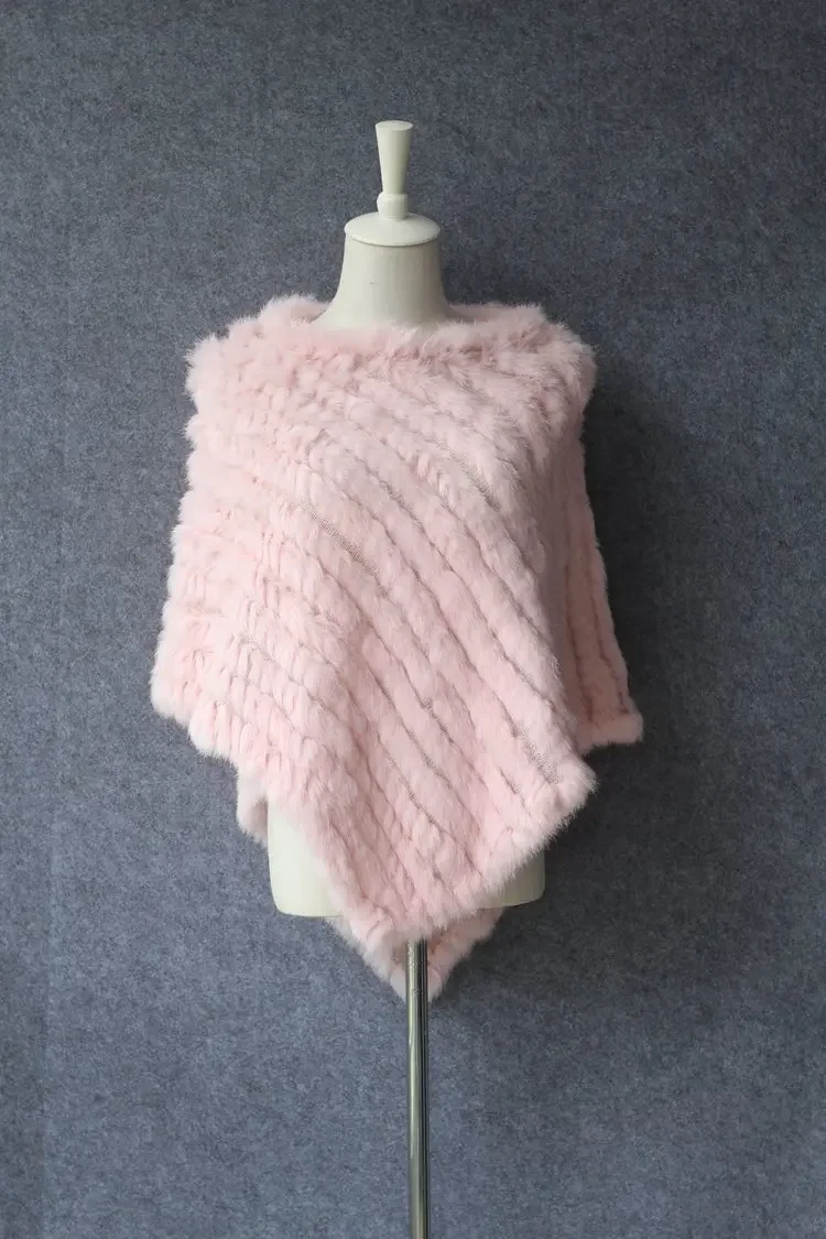 Spring Women Knitted Real Rabbit Fur Poncho Casual Female Autumn Winter Genuine Fur Cape Fashion Short Shawl