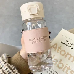 Cute and Creative 500ml Leak - Proof Straw Bottle (Pink - straw - holster)