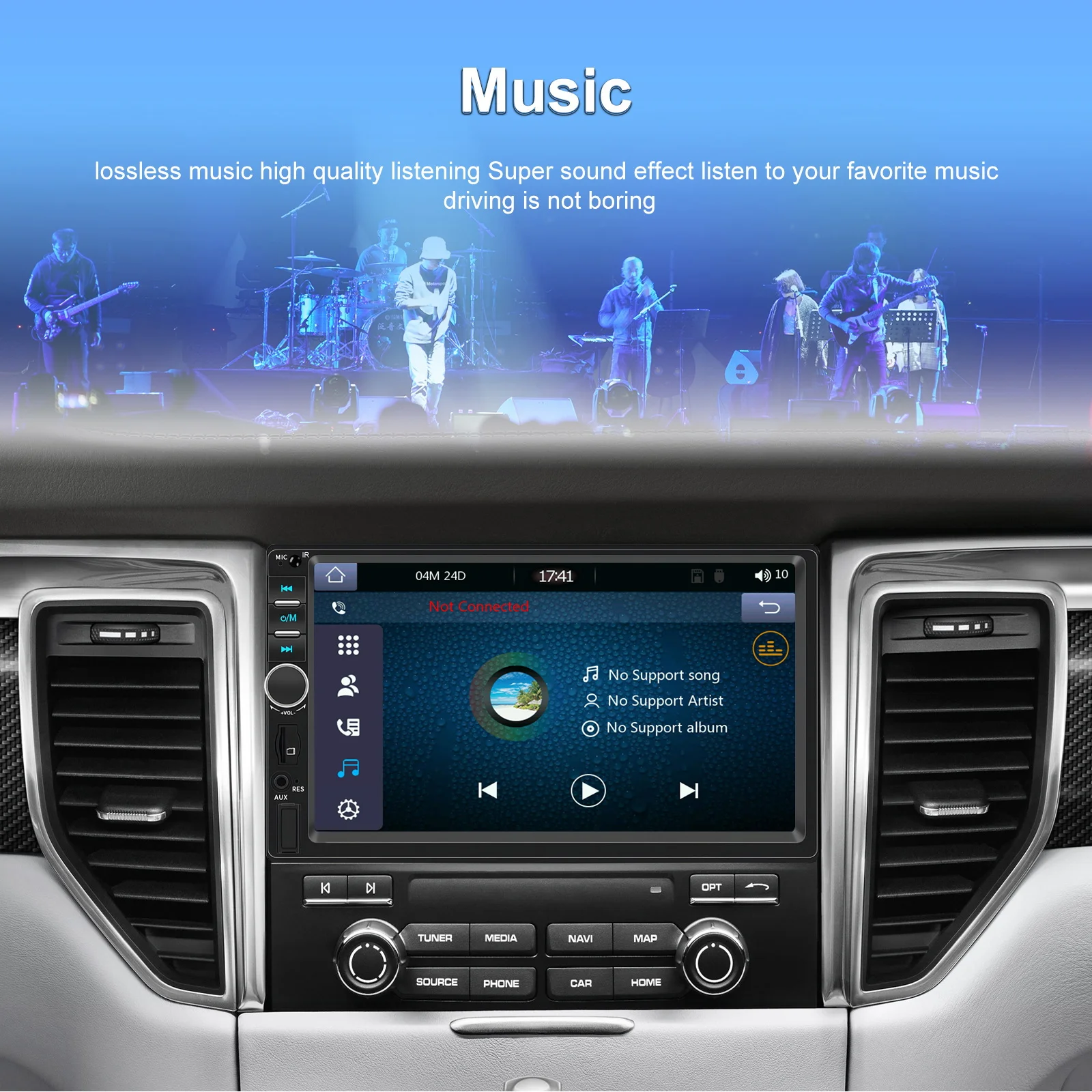 7인치 HD 터치스크린 카 스테레오, USB, FM 라디오, AUX, 무선, 미러링크, 7색 백라이트 2딘 카 오디오 시스템