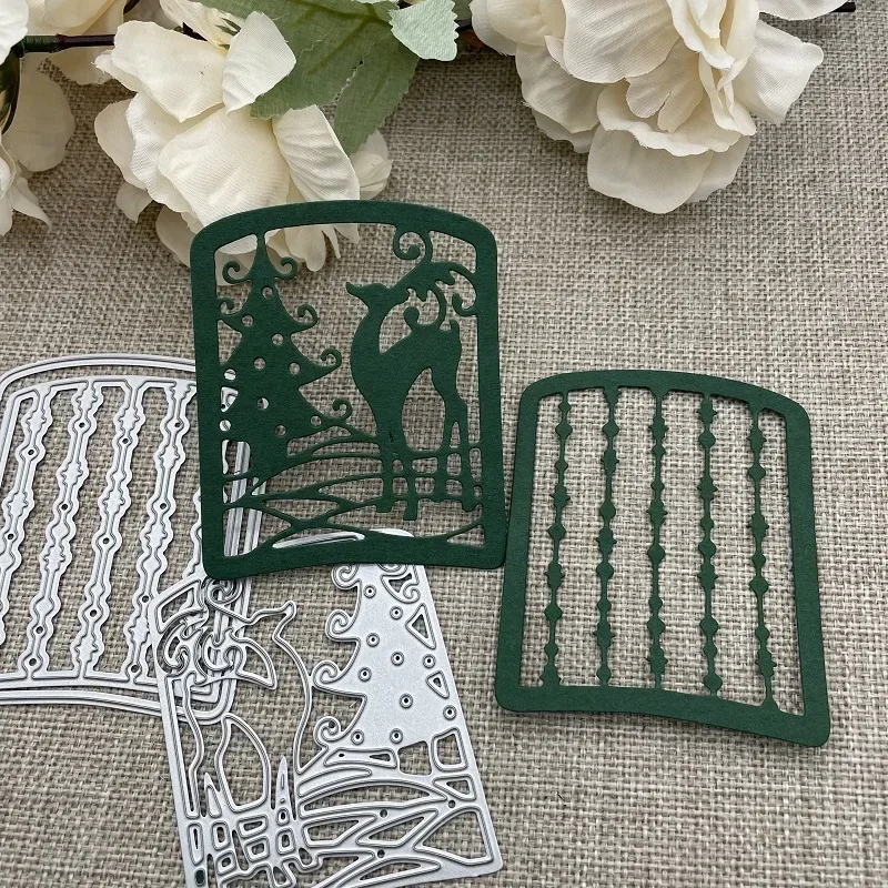 Weihnachts-Hirsch-Rahmen Metall-Stanzformen Schablonen für DIY Scrapbooking Dekorative Prägung Handarbeit Stanzvorlage