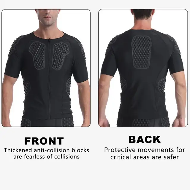 Zicac Padded Compression Shirt With 8 Protective Pads - For Football, Rugby, Baseball, Paintball