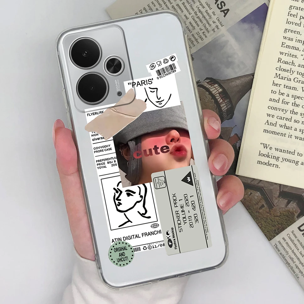 Chic Transparent TPU Silicone Phone Case with Lovely Design Patterns