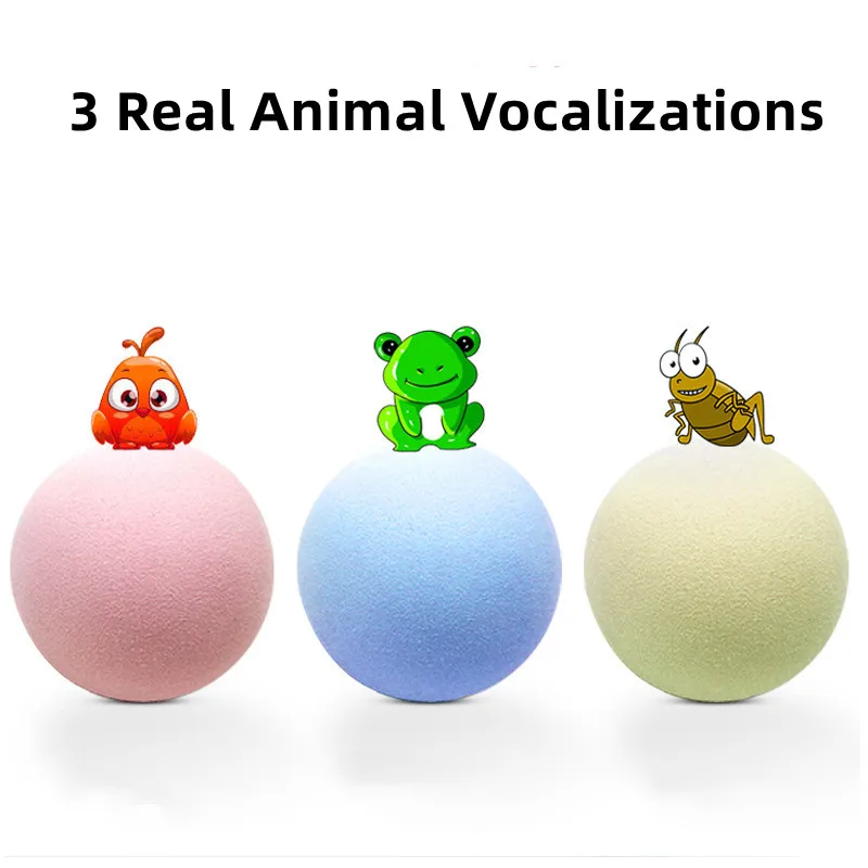 Cat Toys Balls Sound Frogs Birds Chirping Crickets EVA Balls Rolling Cat Plush Soft Self-Heeling Teaser Toys Pet Accessories 5