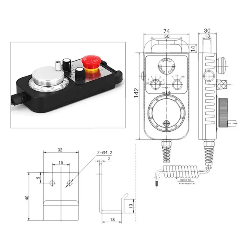 A84X-핸드휠 타입 범용 CNC MPG 펜던트 핸드휠 100펄스 5V 및 비상 정지 CNC 라우터 핸드휠