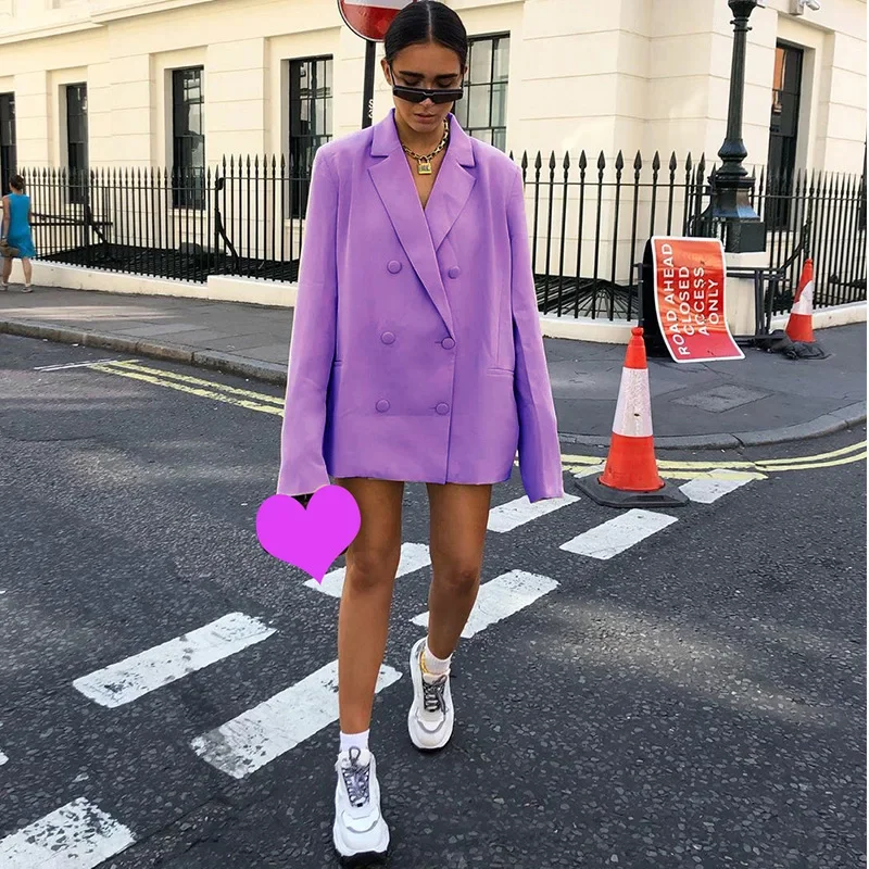 France Fashion Mid Length Blazer Women Solid Colors Double Breasted Commute Suit 2024 Spring Autumn Street New Fashion Indie Y2k