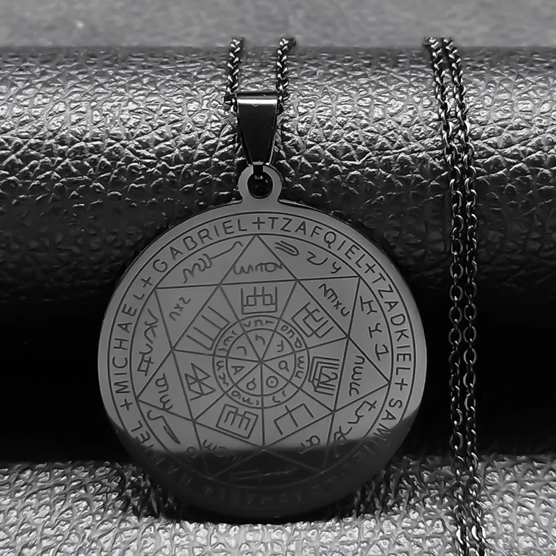 Siegel der Sieben Erzengel Medaille Edelstahl-Halskette Siegel des Salomon Heiliger Michael Halskette Schutz-Schmuck Collier N1162S0 – Detail 6