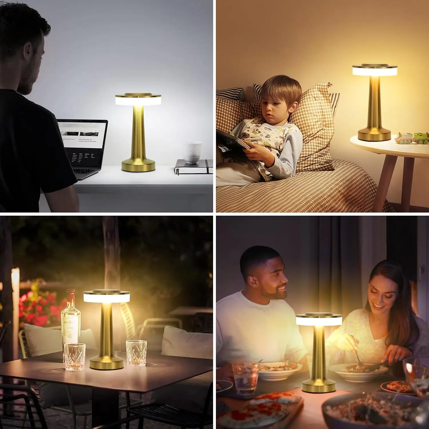 LED Table Lamp Touch Sensor Rechargeable Desktop Night Light Wireless Reading Lamp for Restaurant Hotel Bar Bedroom Decor Light 6