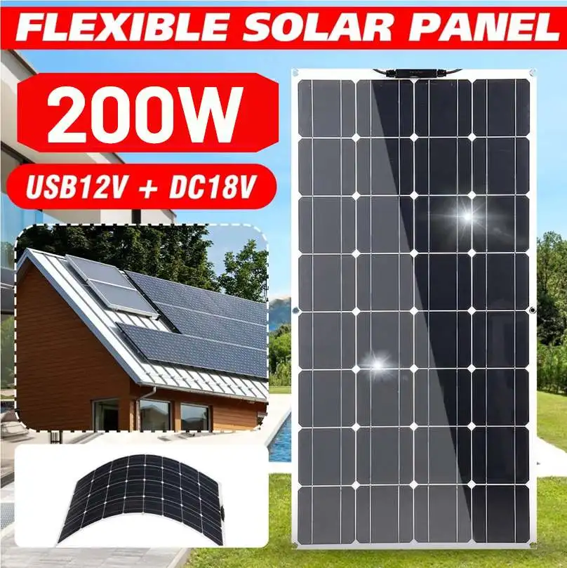 

200W 12V/18V Solar Panel Battery Charger Controller Camping RV Caravan Boat Home Electricity