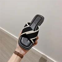 Slides Black Open Toe Low Heel Summer 2025 Shoes Rubber Bedroom Women's Slippers and Ladies Sandals Wholesale Easy Wears Sale F - Image 2
