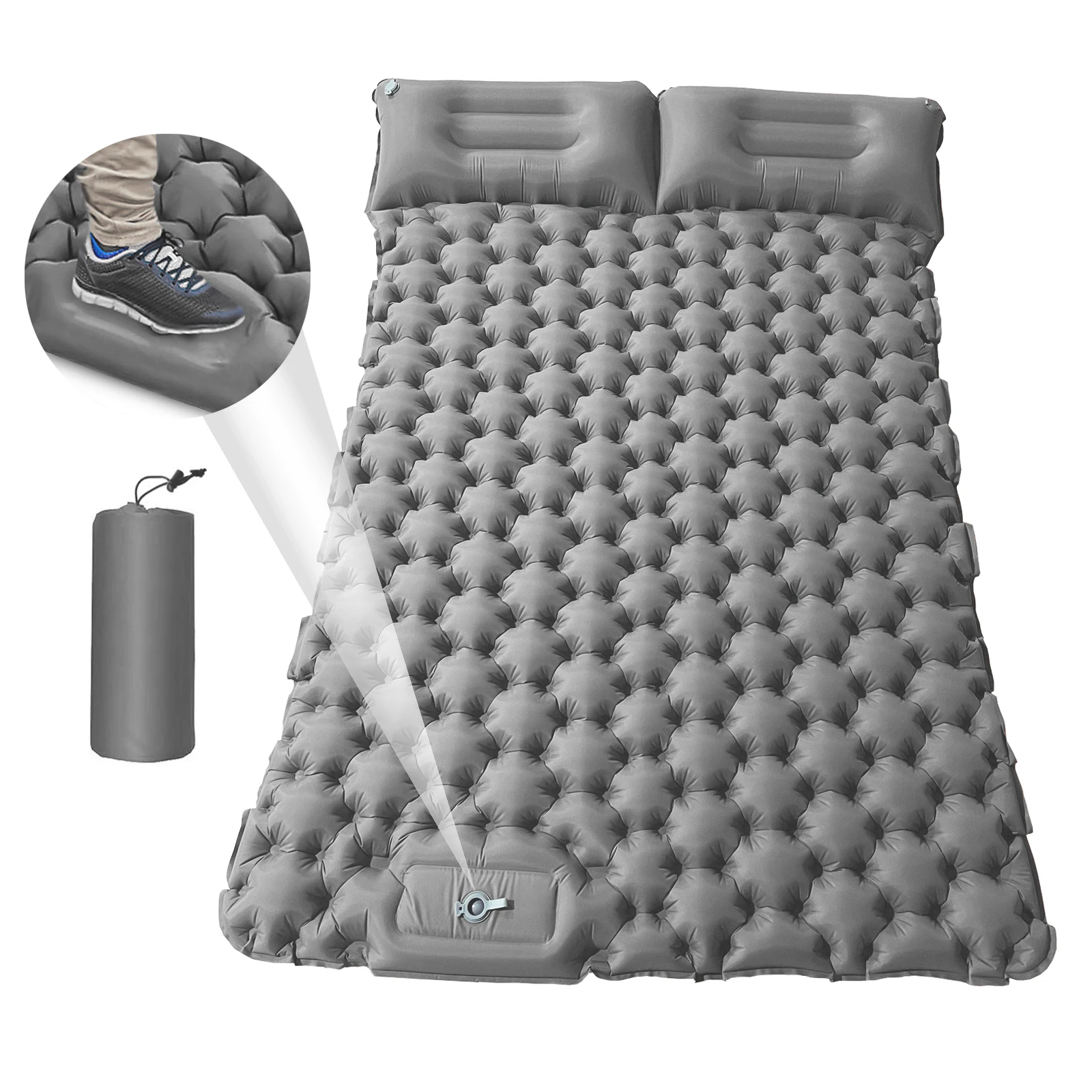 

Outdoor 2 Person Camping Mat with Air Pillow Mattress Portable Waterproof Sleeping Pad for Backpacking Kiking Fishing Climbing