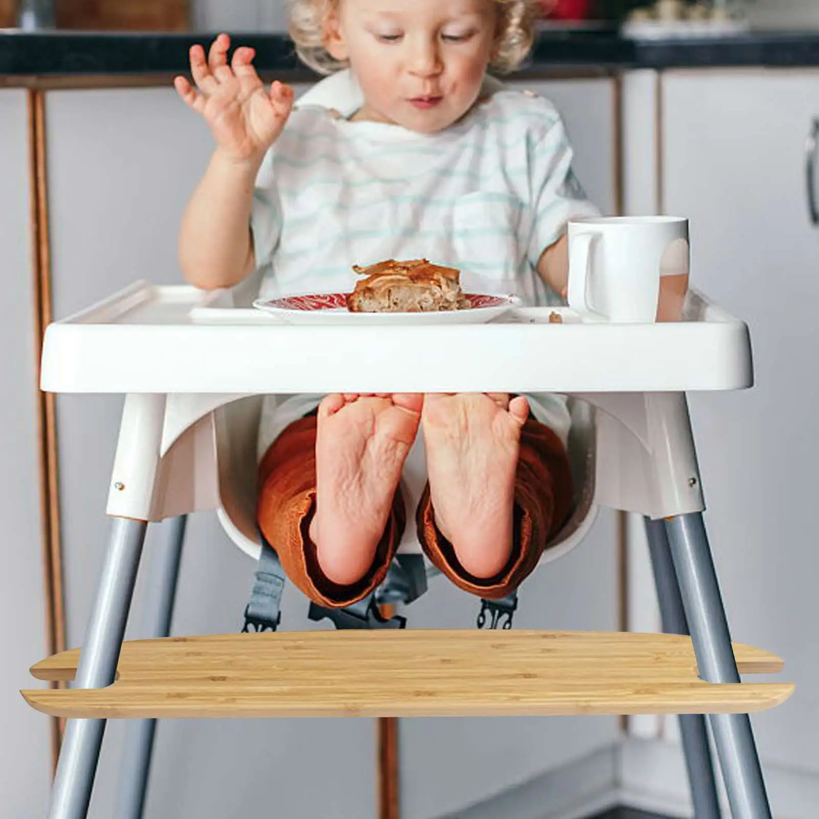 Cadeira alta apoio para os pés antiderrapante bambu natural de madeira pé resto ajustável cadeira alta pé resto highchair acessórios para aumentar