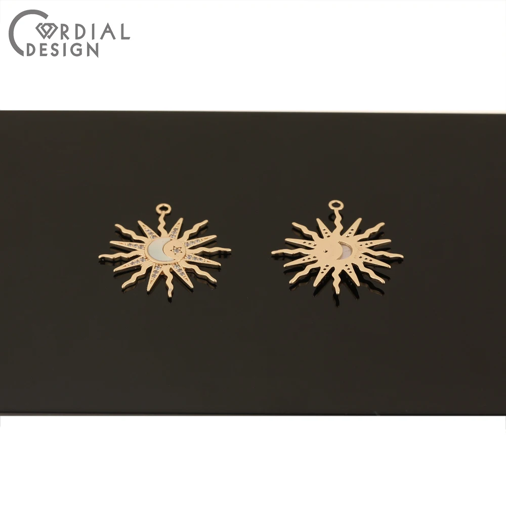 Cordial Design 10Pcs 24*26MM CZ Charms/Jewelry Accessories/Sun Shape/Necklace Pendant/Jewelry Findings & Components/Shell Effect - cordial