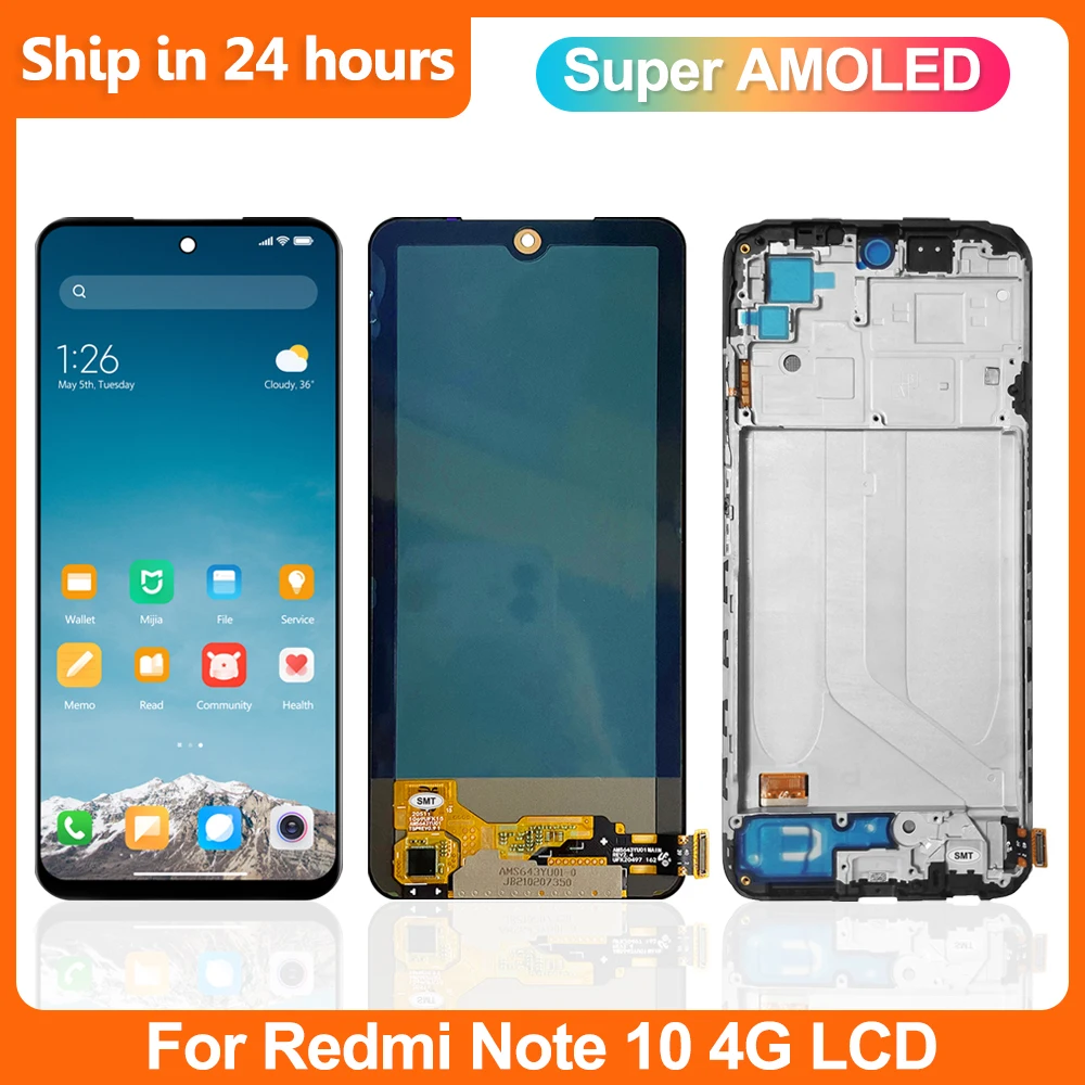 

ЖК-дисплей 6,43 дюйма Super Amoled с сенсорным экраном и дигитайзером в сборе для Xiaomi Redmi Note 10, дисплей для Redmi Note10S, M2101K7AG
