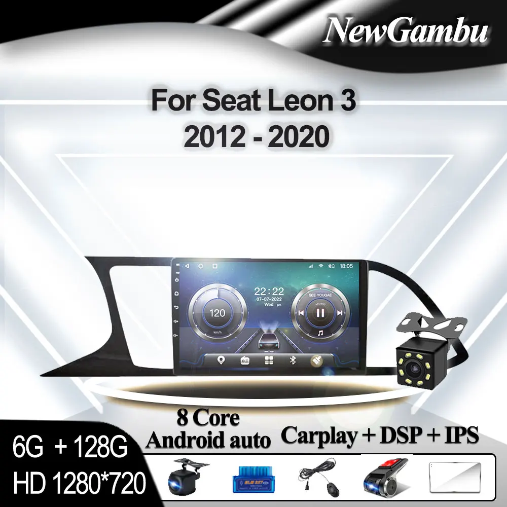 

9 Inch Android Auto Car Multimedia Player Car Radio Stereo For Seat Leon 3 2012 - 2020 Cable Fan Carplay GPS WIFI RDS No 2din