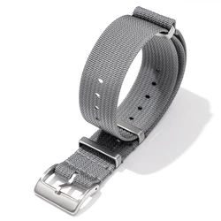 Ribbed Nylon Military - Style Watch Strap - Premium Watchband Accessory - 22mm (Gray)