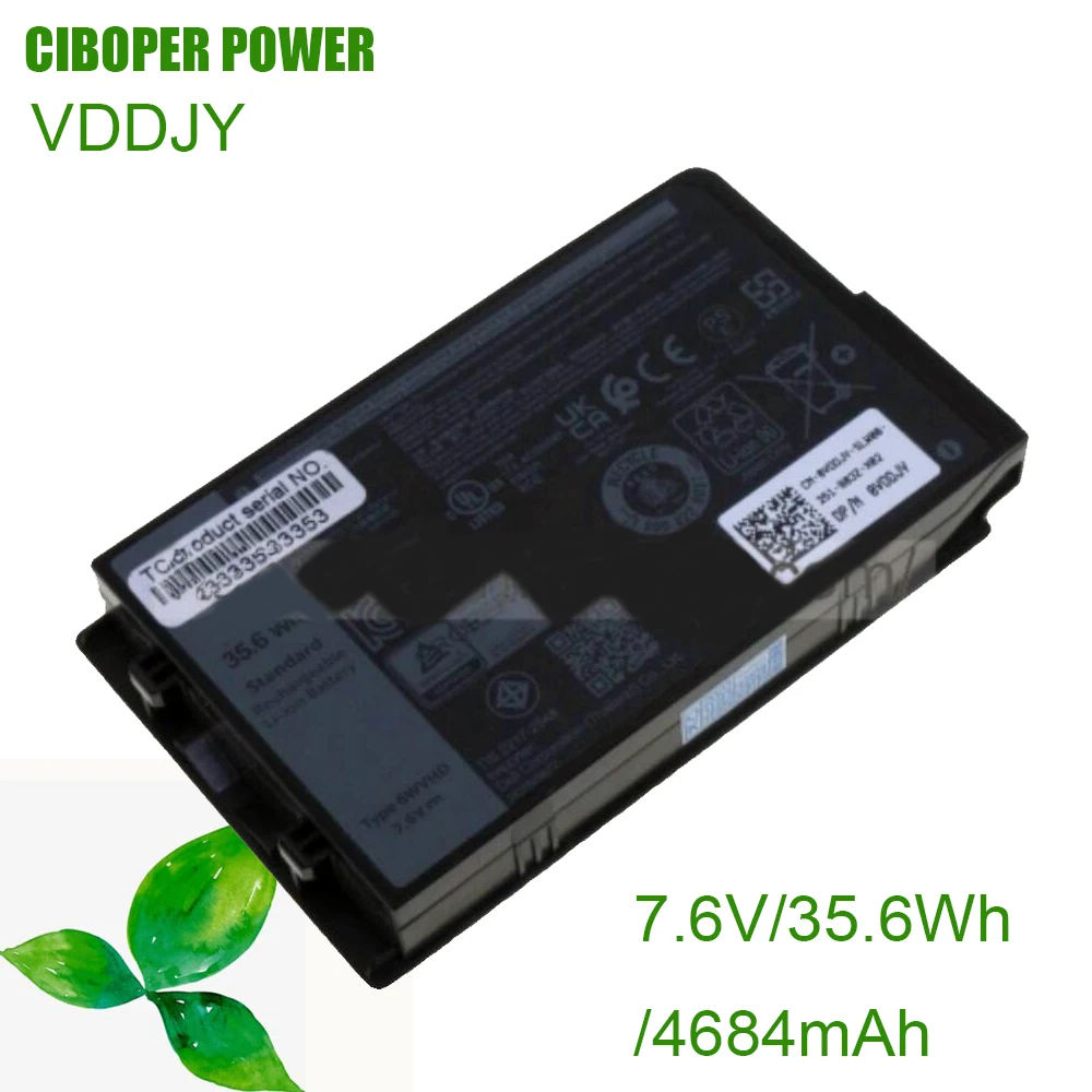 Vddjy-cp Bateria do Portátil para Latitude 7230 Série Extrema Robusta 7.6v 4684mah 6wvhd Jm6cx 35.6wh