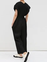 Miyake Pleated Sleeveless Jumpsuit Casual Wide Leg Pants Women Fall Clothes Loose Loose Summer 2023 Black Belt Bandage Jumpsuit - Image 2
