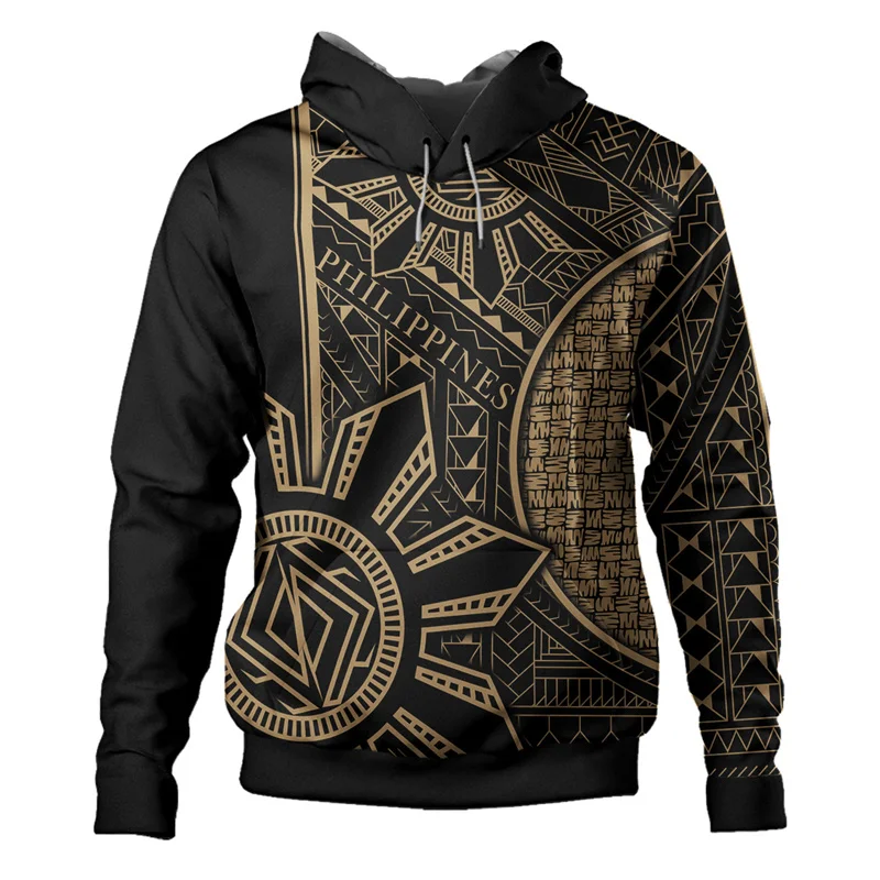 3D-Druck Philippinen Filipinos polynesische Tätowierung Lapu Sonne Stammes Hoodies für Männer Kind Mode Kapuze Hoody Vintage Pullover – Detail 6
