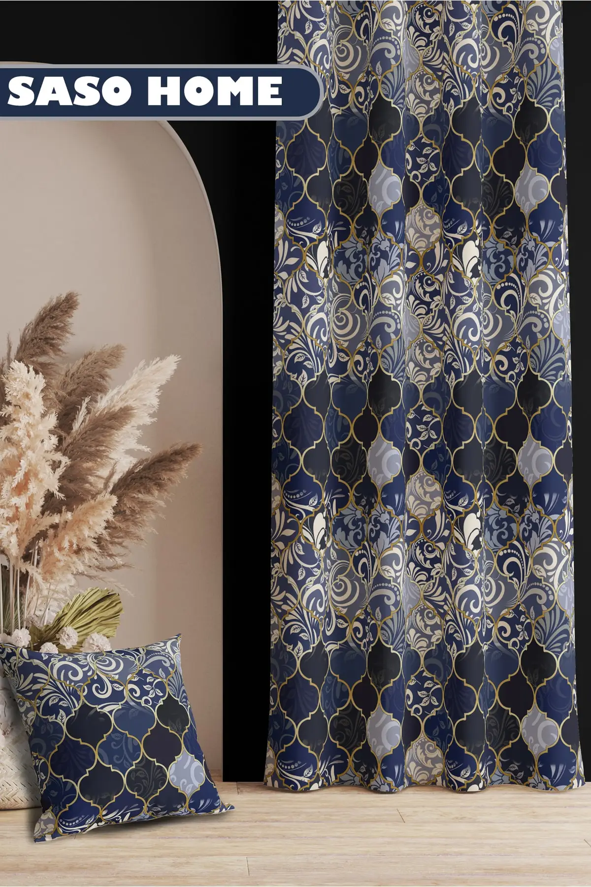 

Curtain Ottoman Ethnic Tile Pattern Patterned 140 X 270 Cm Mosaic Patterned Digital Printed Background Single Sash