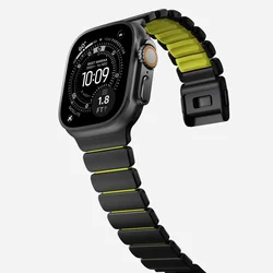 Elegant Titanium Magnetic Bracelet Strap - 45mm Series 9 8 7 (Black Green)