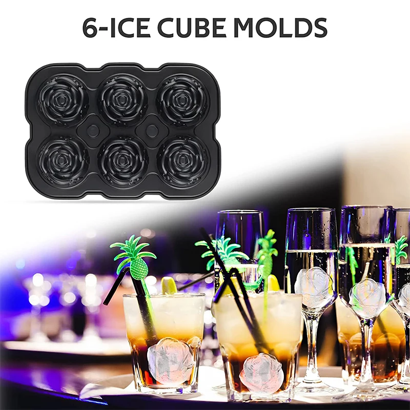 Ice Cube Mold Ice Cube Tray Silicone Rose Ball Maker for Cocktails Whiskey