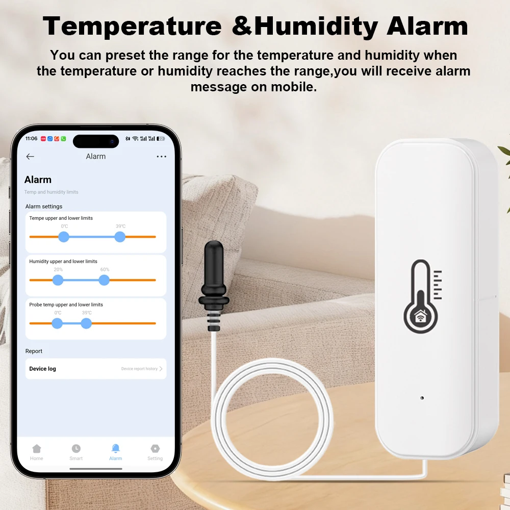 Smart WiFi Thermometer Hygrometer with Remote Monitoring & Voice Control