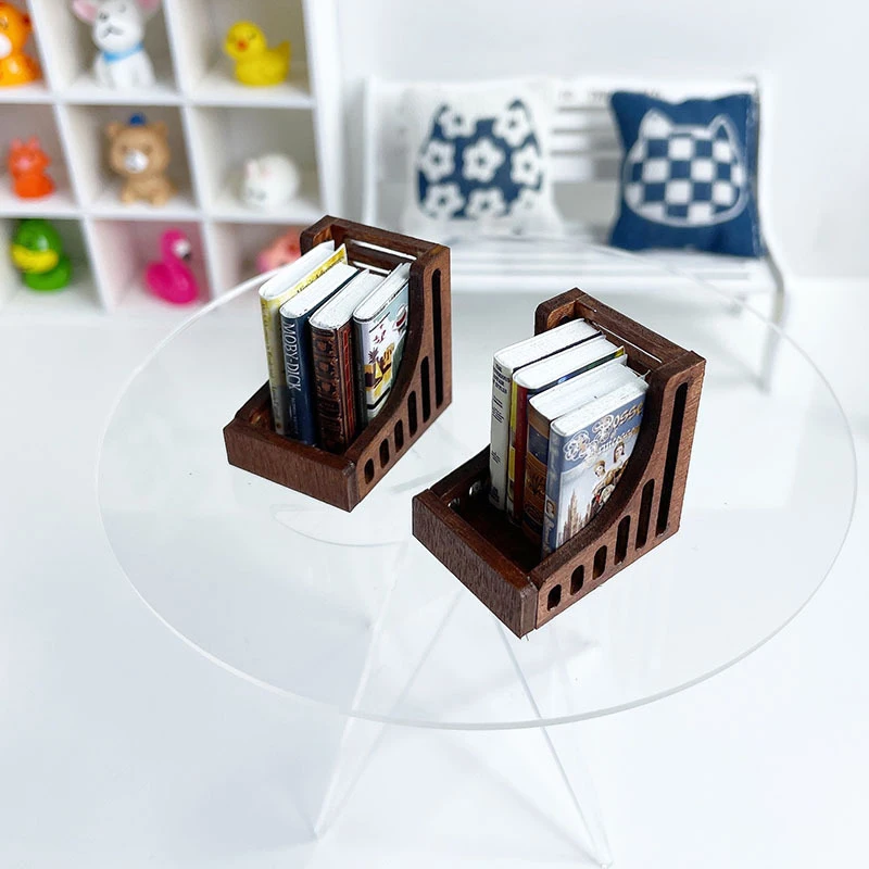 

1PC Doll House Mini Hollow Bookshelf Storage Model Doll House Home Scene Decoration
