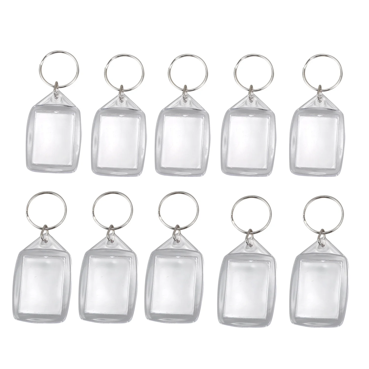 

10x Clear Acrylic Plastic Blank Keyrings Insert Passport Photo Keychain Keyfob