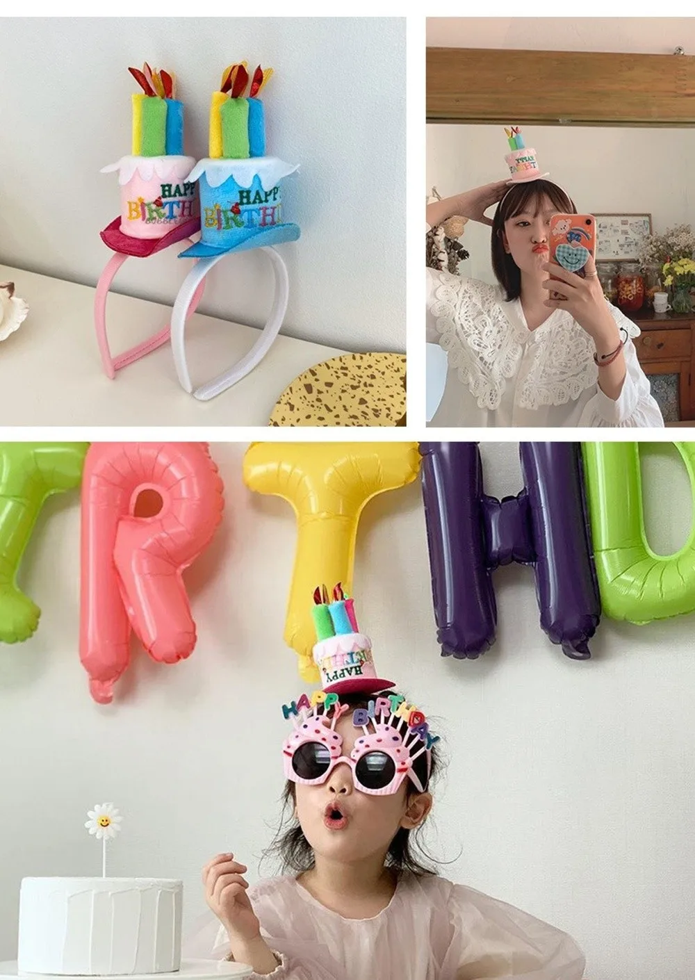 Neue Cartoon Geburtstag Stirnband Kreative Geburtstag Kuchen Haarband Kerze Haar Zubehör Geburtstag Kopfbedeckungen Partei Liefert – Detail 3