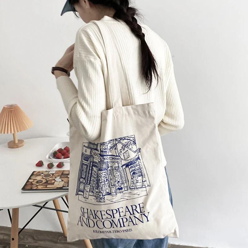 

Shakespeare House Woman Shopper Bag Large-capacity Harajuku Resuable Shopping Bags for Women Eco Handbag Book Bag Students