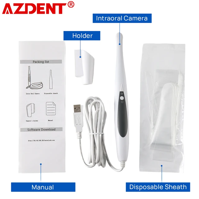 AZDENT Dental Intra Oral Examination Camera Sensor 1/4 CMOS with 6 white LED lights Automatic Focusing Camera For Dentist Clinic