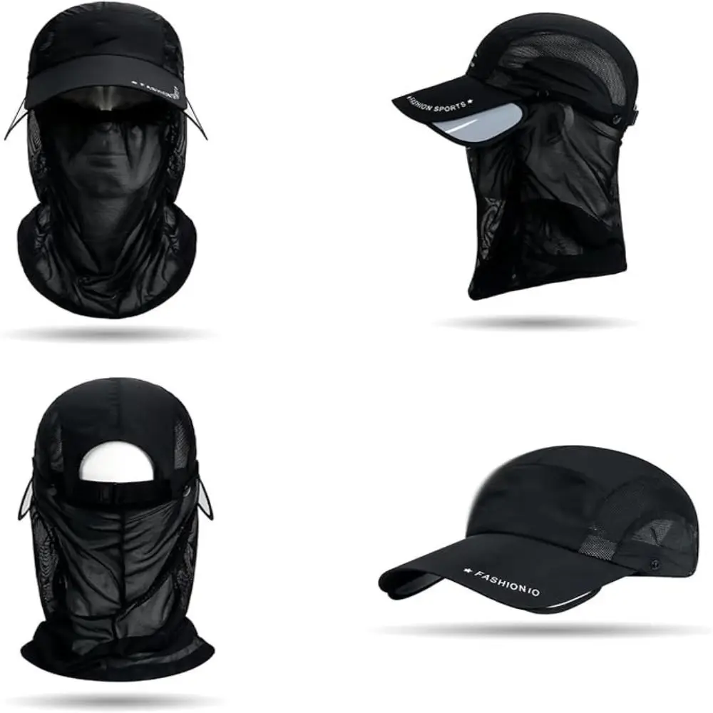 Sunscreen Fishing Hat Retractable Brim Hat Multifunctional Sunblock Cap Detachable Neck Protection Veil Sunshade Baseball Cap 4