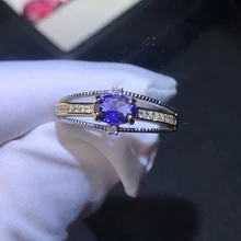  CSJ Elegant Natural Tanzanite Rings Sterling 925 Silver Gemstone 4*6mm for Women Party Birthday Christmas&Black Friday Gift 