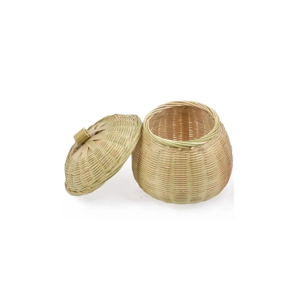 IGNPION Vassoio da portata rotondo in rattan intrecciato, 24,5 cm