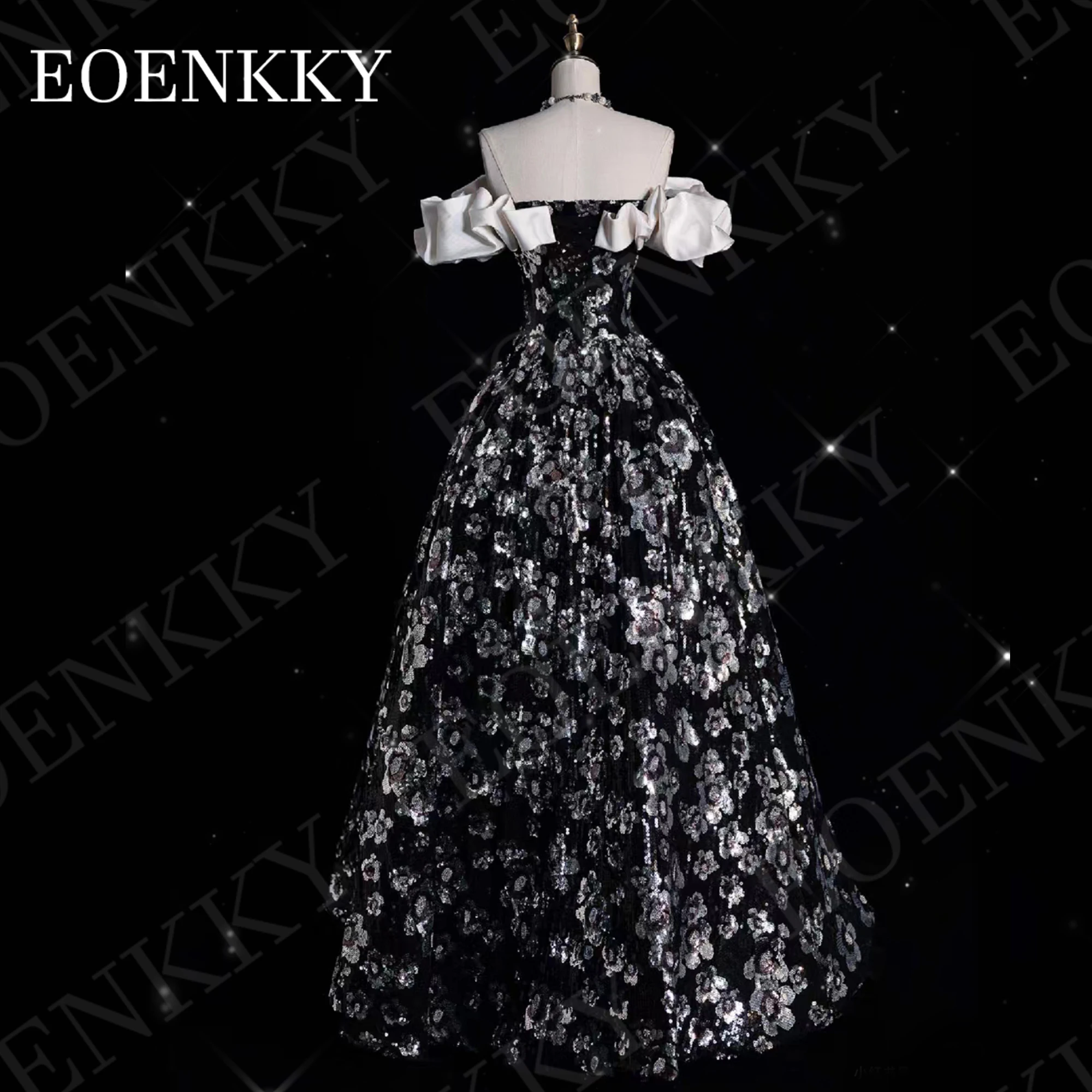 EOENKKY Prom Dresses Luxury Formal Off Shoulder Sequin Floor Length Bespoke Occasion Gown A Line