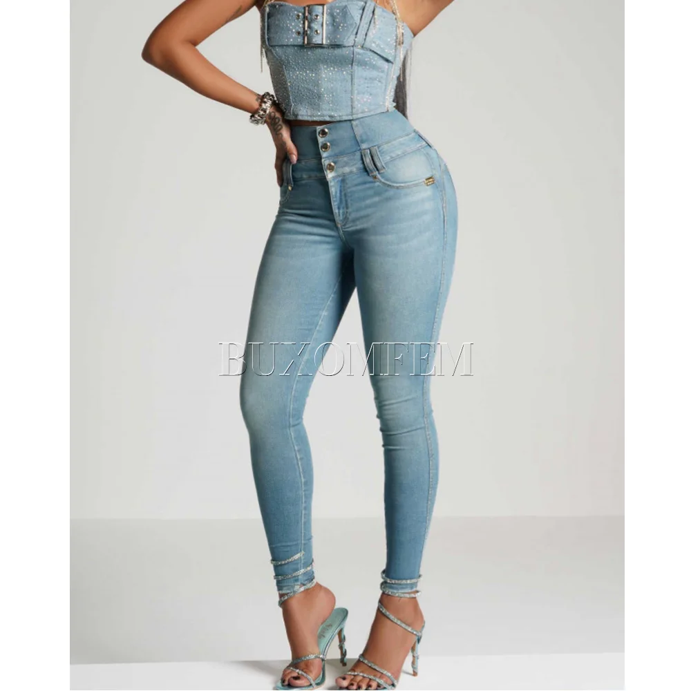 Sexy Blue Asymmetrical High Waist Denim Hot Pants Summer main image 0