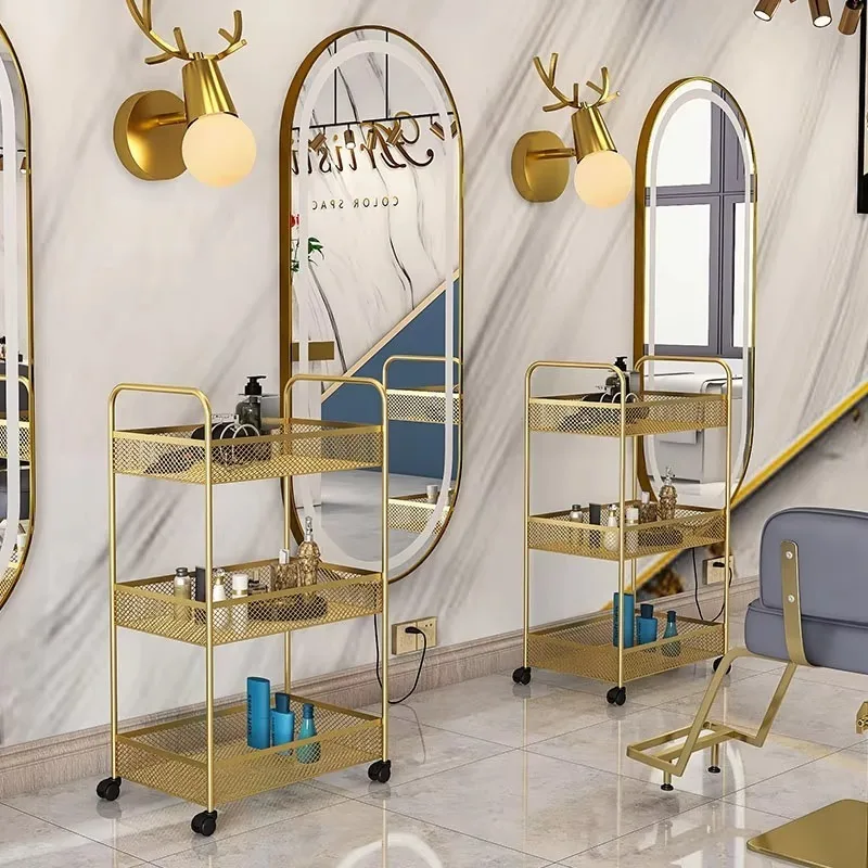 Beauty Cart Trolley Storage Rack Wheel Barber Shop Nail Salon Special Tool Cart Snack Storage Rack Bar for Kitchen Rolling