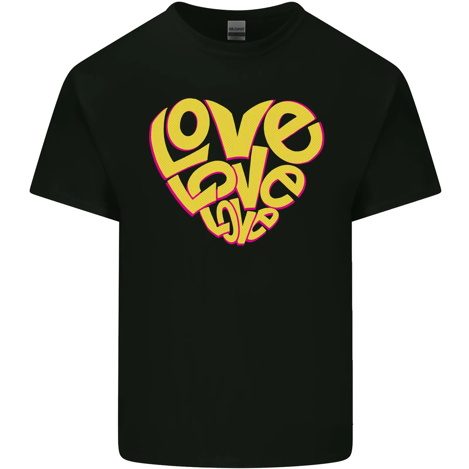 Love Word Art Forma Cuore Contro La Guerra Hippy Uomo Cotone T-Shirt