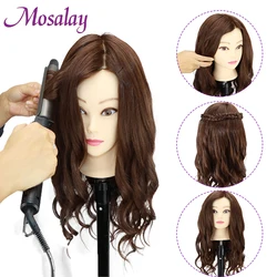 Professional 80% Human Hair Mannequin Head Training Head Kit Doll Head For Practise Braid Hairstyle Cosmetology With Free Gift