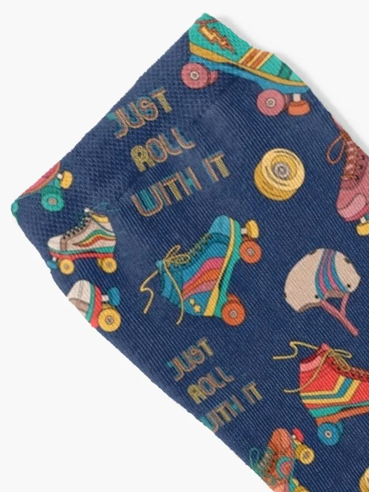 roller skates just roll with it Socks Ankle socks woman black socks stockings for men