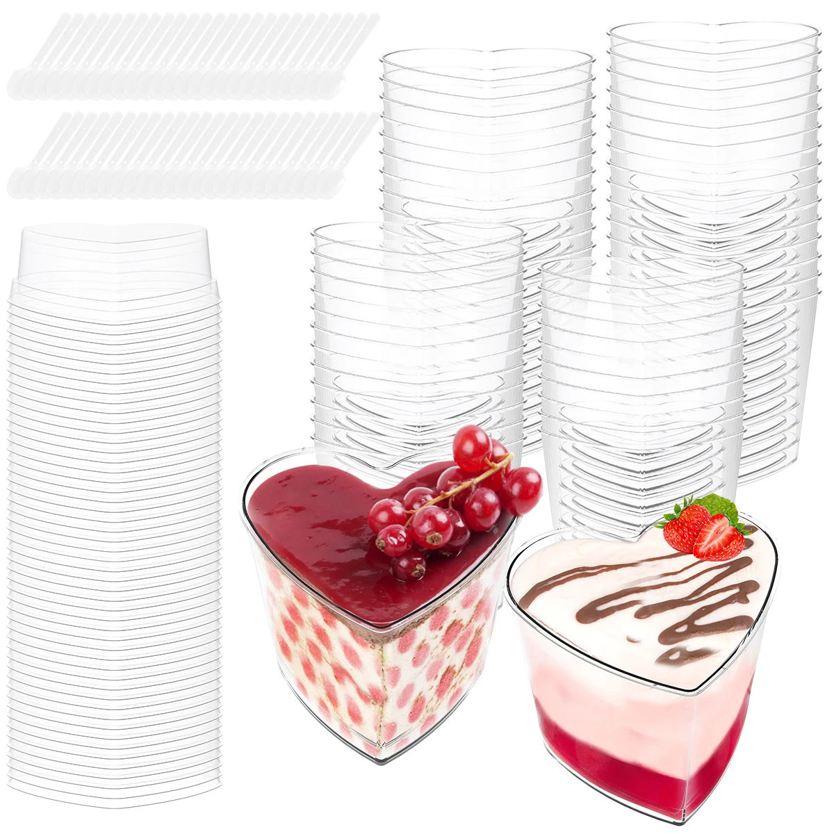 50pcs Mousse Cup Dessert Puddings Cheesecake Parfait Cups Ice Cream Jelly Yogurt Mug for Cream Pudding Fruit Cupcake Container