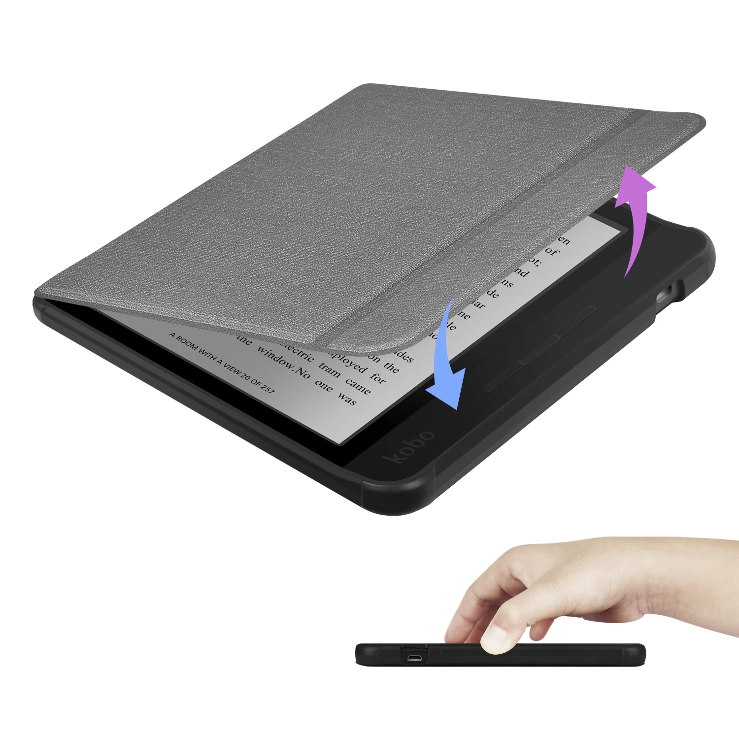 ソフトケース新品kobo libraカラーハンドストラップ付き生地スマート