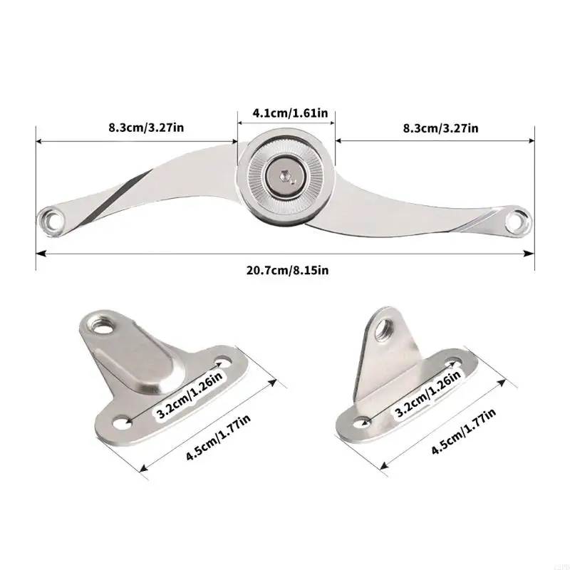 12PD 2Pcs Soft Close Lid Support Hinges Replacement Cabinet Lid Stay Folding Hinges Flap Hinge for Furniture Kitchen Cabinet